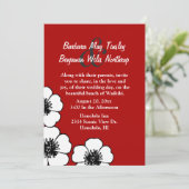 Elegante rood, zwart en wit bruiloft uitnodiging (Staand voorkant)