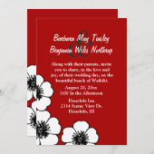 Elegante rood, zwart en wit bruiloft uitnodiging (Voorkant / Achterkant)