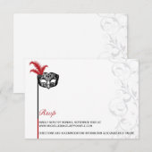 Elegante rood-zwarte masquerade-informatiekaart kaart (Voorkant / Achterkant)