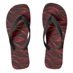 Elegante roodmarmeren golven met gouden accent teenslippers