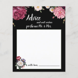 Elegante roodwijn en roze bloemen advieskaart