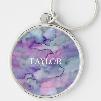Elegante Rookachtige Lavendel Abstracte Waterverf Sleutelhanger