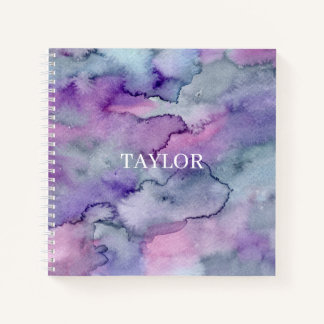 Elegante Rookkleurige Lavendel Abstract Waterverf Notitieboek