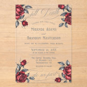 Elegante Roos Acryl Bloemen Huwelijksuitnodiging Acryl Uitnodigingen (Voorkant)