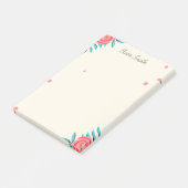 Elegante Roos Bloemen gepersonaliseerd Post-it® Notes (Schuin)