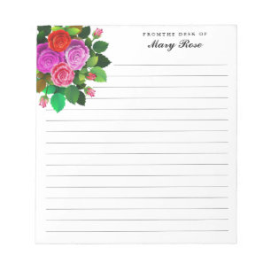 Elegante Roos Boeket Bloemen Gepersonaliseerd Notitieblok