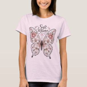 Elegante Roos en Lelie Vlinder "Soft Mama" Grafi T-shirt