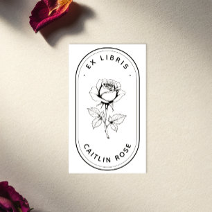 Elegante Roos Ex Libris Boekplaat Labels - Op Maat