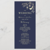 Elegante Roos Gold en Navy Blue huwelijksceremonie Programma (Voorkant)