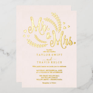 Elegante Roos Gold Foil Blush Wedding Folie Uitnodiging