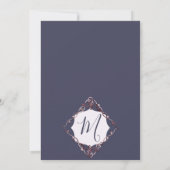 Elegante Roos Gouden Bladderachtige Vines Navy Blu Kaart (Achterkant)