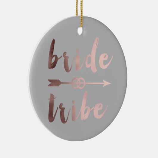 elegante roos gouden bruidribben bruiloft keramisch ornament (Rechts)