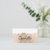 Elegante roos gouden folie druppels naam script ma visitekaartje (Staand voorkant)