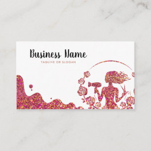 Elegante Roos Gouden Glitter Floral Kapper Afsprakenkaartje