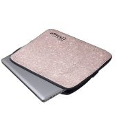 Elegante roos gouden glitter laptop sleeve (Voorkant onderkant)