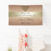 Elegante roos gouden gouden abstract hart bruiloft spandoek (Insitu)