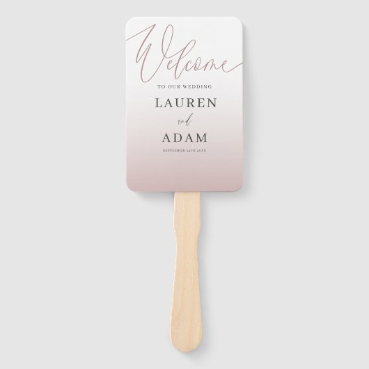 Elegante Roos Gouden Gradiënt & Kalligrafie Bruilo Handwaaier (Voorkant)