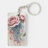 Elegante Roos kwallen Waterverf Art Sleutelhangers (achterkant)