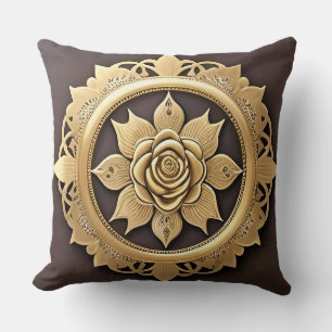 Elegante Roos met Sierlijke Decoratieven Rand Kussen