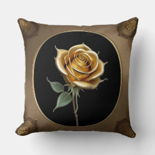 Elegante Roos met Sierlijke Decoratieven Rand Kussen