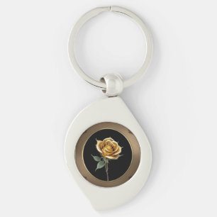Elegante Roos met Sierlijke Decoratieven Rand Sleutelhanger