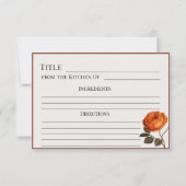 Elegante Roos Recept Kaart-afdrukbare Bloemen (Voorkant)