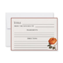 Elegante  Roos Recept Kaart-afdrukbare Bloemen