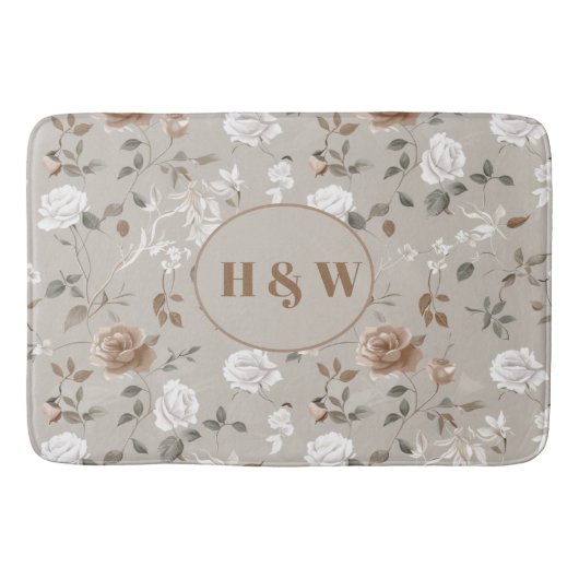 Elegante Roos & Vine Pattern Badmat (Voorkant)