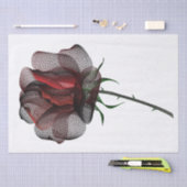 Elegante Roos Zwart Rood Wit Bloem Moire Minimalis Tissuepapier (Craft)