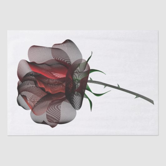 Elegante Roos Zwart Rood Wit Bloem Moire Minimalis Tissuepapier (Voorkant)