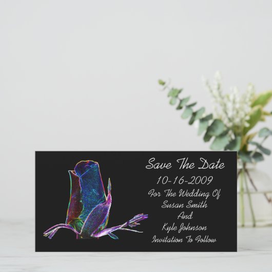 Elegante Roosknop Bloemen Bruiloft "Save The Date" Save The Date (Staand voorkant)