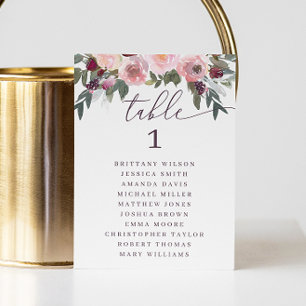 Élégante rose. Carte des sièges mariages floraux