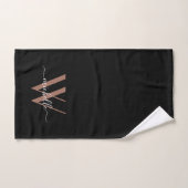 Elegante Rose Gold Black Monogram Name Script (Serviette à main)