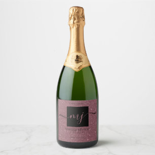 Élégante Rose Gold sur étiquette de vin noir pétil