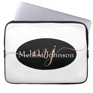 Elegante Rose Goud lettering op Zwart Laptop Sleeve