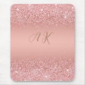 Elegante Rose Goud Luxe Glans Monogram Muismat (Voorkant)