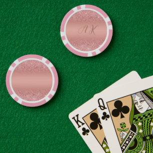 Elegante Rose Goud Luxe Glans Monogram Poker Chips