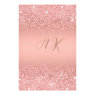 Elegante Rose Goud Luxe Schittering Monogram Foto Afdruk