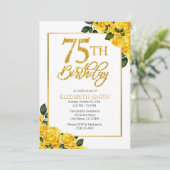 Élégante Rose Jaune 75e Invitation anniversaire (Debout devant)