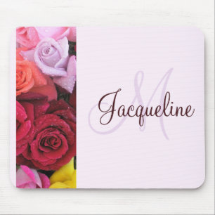 Elegante Rose met Monogram Dames Muismat