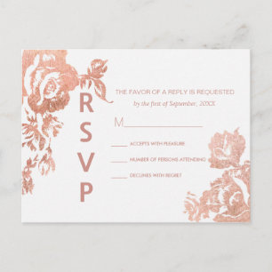 Elégante Rose moderne Gold Floral Cartes postales