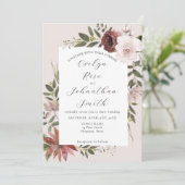 Elégante Rose Rose Rose Rose invitation mariage (Debout devant)