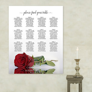 Élégante Rose rouge 12 Table Mariage Tableau de si