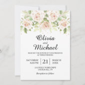 Elégante Roses Blanches Faire-part de mariage mini (Devant)