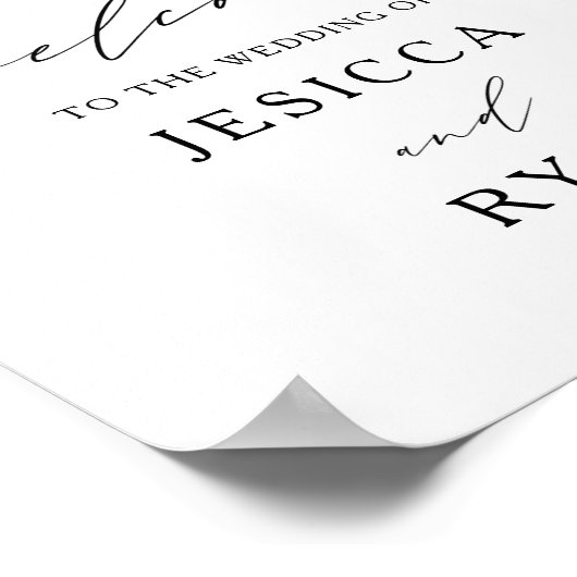 Elégante Roses blanches Verdure Mariage Affiche de (Coin)