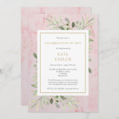 Elegante rouwviering van het leven Roze marmer Kaart (Voorkant / Achterkant)