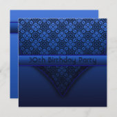 Elégante Royal Blue Anniversaire Invitations (Devant / Derrière)