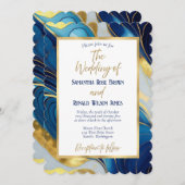 Elegante Royal Blue en Gold bruiloft uitnodiging (Voorkant / Achterkant)