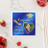 Elegante Royal Blue en Gold Photo 2025 Afstuderen Servet (Insitu)