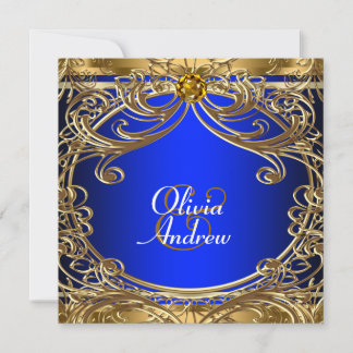 Elegante Royal Blue en gouden bruiloft Kaart